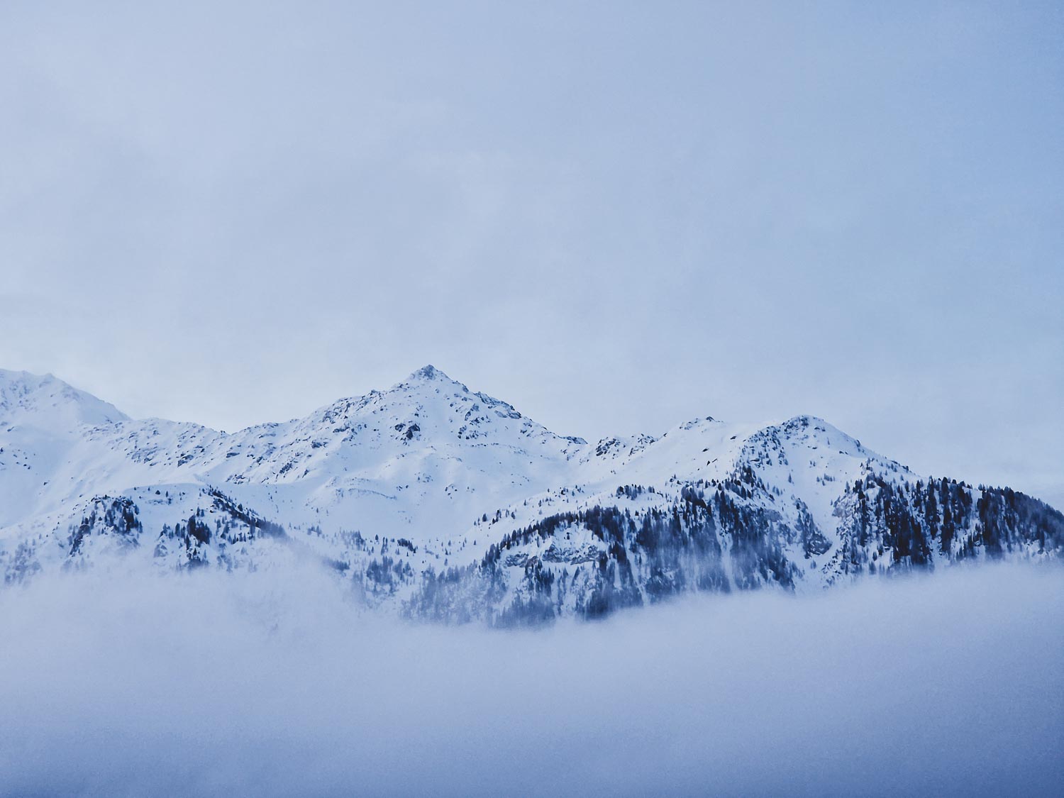 plan peisey mountains in the morning in france